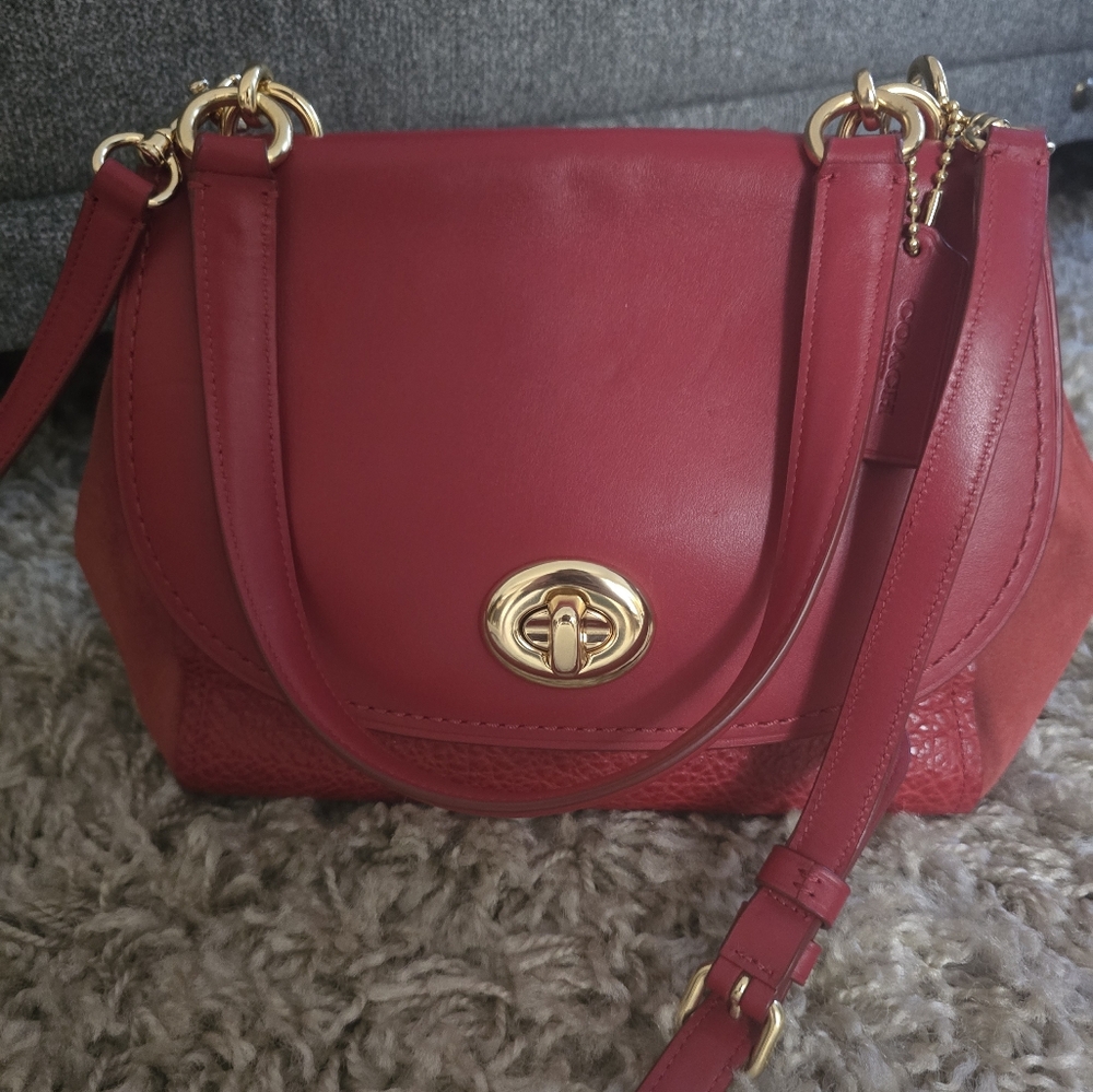 Coach Stunning Red Caryall Crossbody Satchel EUC